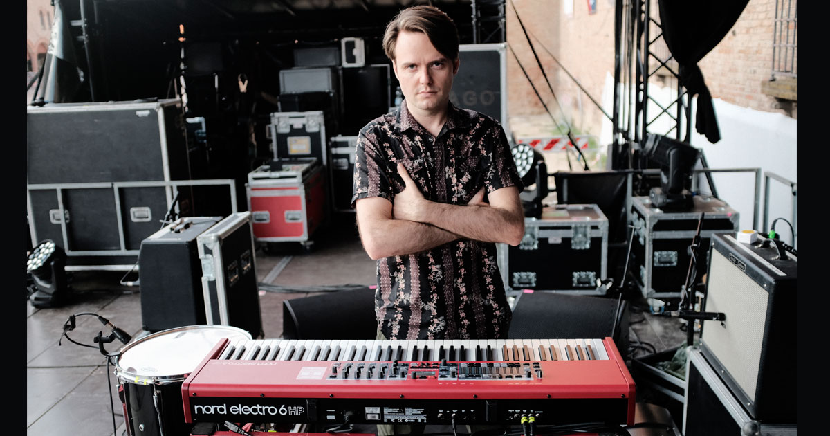 Davide Arneodo con il suo Set Up NORD sul palco dei Marlene Kuntz Tour 2021
