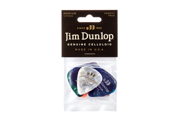 Dunlop - PVP106 Medium Genuine Celluloid Variety Pack (busta da 12 plettri)