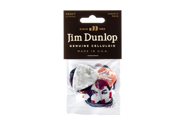 Dunlop - PVP107 Heavy Genuine Celluloid Variety Pack (busta da 12 plettri)