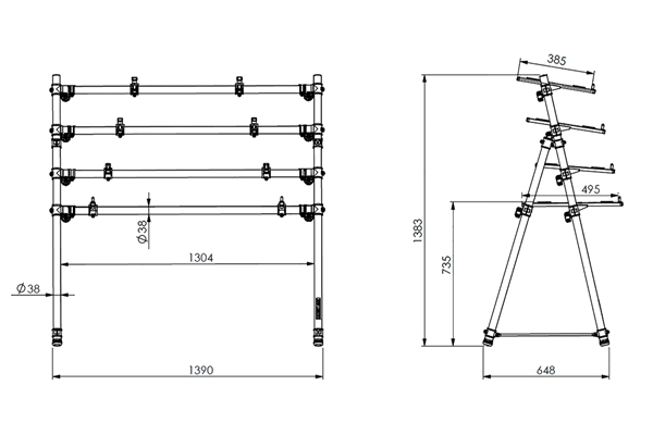 Quik Lok - MKS4 Supporto Multiplo in Alluminio per 4 Tastiere