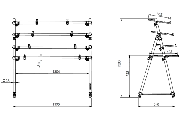 Quik Lok - MKS4 Supporto Multiplo in Alluminio per 4 Tastiere Quik Lok - MKS4 Supporto Multiplo in Alluminio per 4 Tastiere