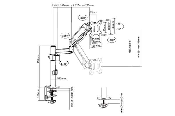 Quik Lok - VSC/001 Supporto per Video Monitor