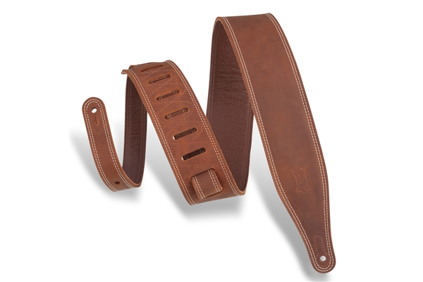 M17BDS-BRN Tracolla in pelle con doppia cucitura Brown 2 1/2