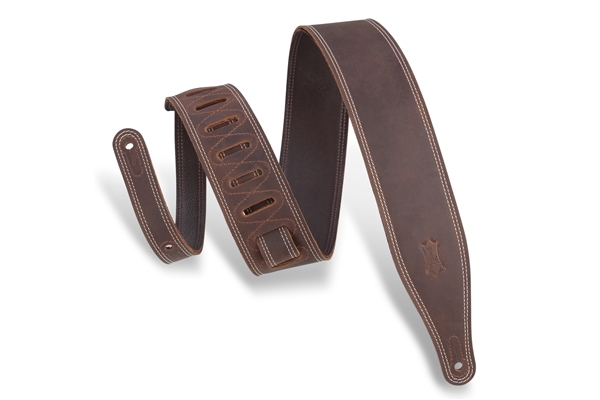 M17BDS-DBR Tracolla in pelle con doppia cucitura Dark Brown 2 1/2