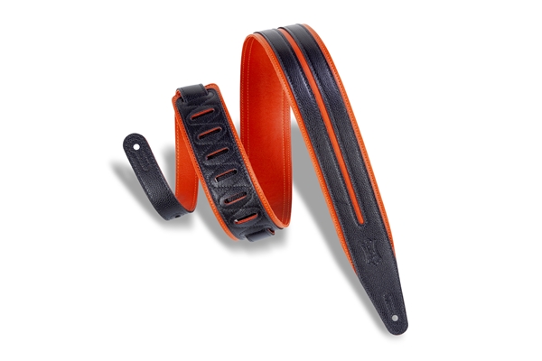 MG317DRS-ORG_BLK Tracolla in pelle Double Racing Stripe Orange Black 2 1/2