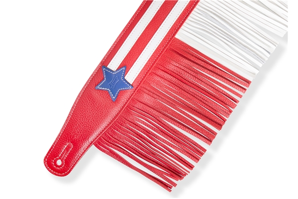 Levy's - MGFUSA-RWB Tracolla in pelle Americana Fringe Red White Blue 2 1/2
