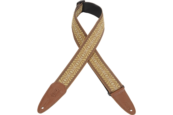 Levy's - MGHJ2-005 Tracolla in jacquard con retro in pelle Tan & Cream 2