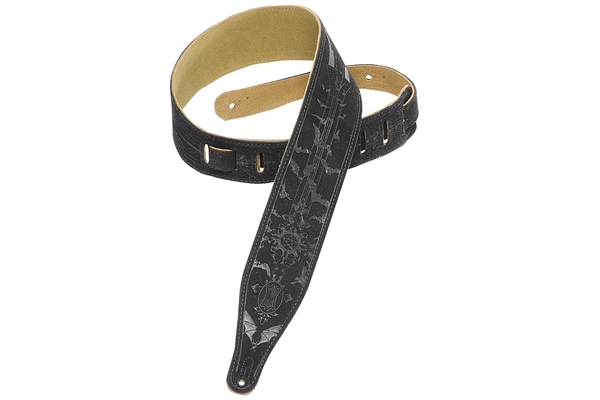 MS17T05-BLK Tracolla in pelle scamosciata Bats 2 1/2