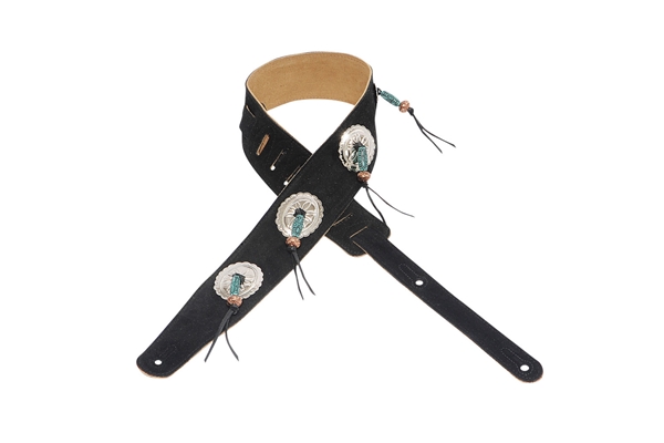 MS26SF-BLK Tracolla in pelle scamosciata Turquoise Tassels 2 1/2