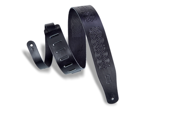 MV26CK-BLK Tracolla in pelle conciata al vegetale Celtic Embossed Black 2 1/2