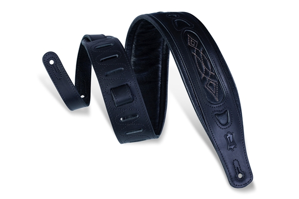 PM31-BLK Tracolla in pelle conciata al vegetale Black Embroidered 3