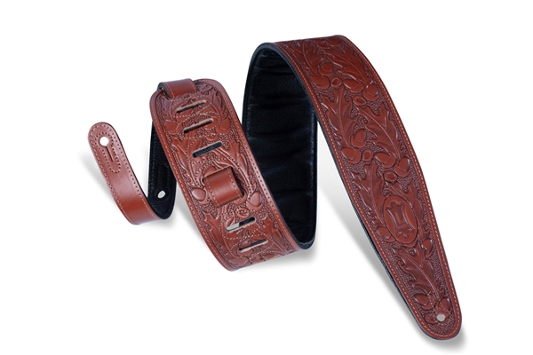 PM44T01-WAL Tracolla in pelle conciata al vegetale con motivo lavorato a mano Walnut 3