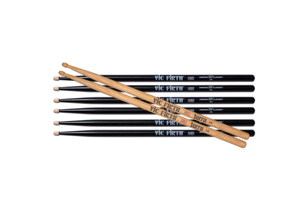 Vic Firth - 3 Pair 5AB + 1 Pair 5AT Terra Free