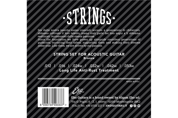 Eko Guitars - Corde Chitarra Acustica Bronze 12-53 Medium Set/6