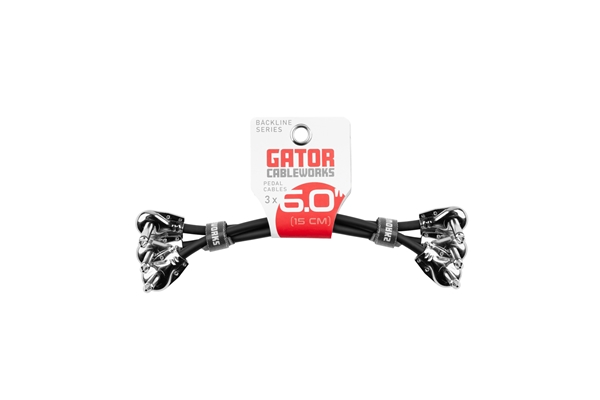 Gator Cableworks - GCWB-INS-6INRA3PK Confezione da 3 cavi patch 90 gradi/90 gradi 15 cm Serie Backline