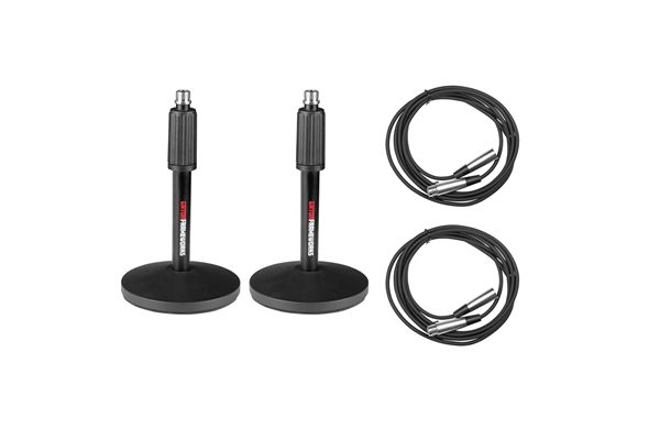 Gator Frameworks - GFW-MIC-DESKTOP-2PK Set da 2 supporti microfonici da tavolo con cavi XLR Gator Frameworks - GFW-MIC-DESKTOP-2PK Set da 2 supporti microfonici da tavolo con cavi XLR