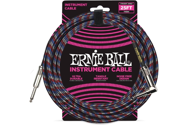 Ernie Ball - 6063 Cavo Braided Black/Red/Blue/White 7,62 m