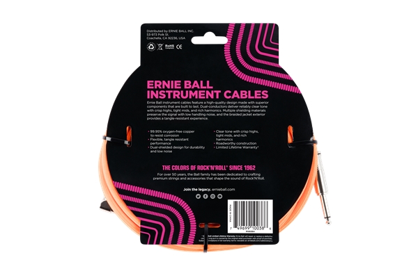 Ernie Ball - 6084 Cavo Braided Neon Orange 5,49 m