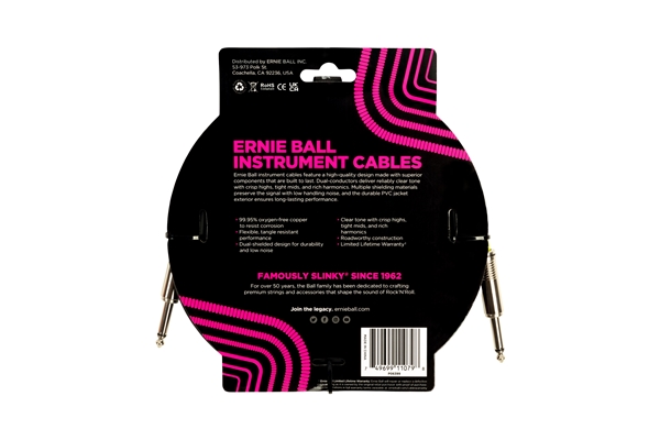 Ernie Ball - 6399 PVC Straight Straight 4.5m