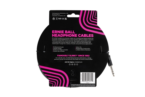 Ernie Ball - 6423 Prolunga cuffie trs jack grande 6m
