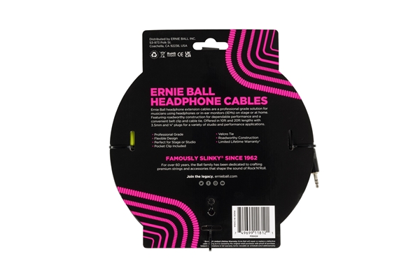 Ernie Ball - 6424 Prolunga cuffie trs jack piccolo 3m