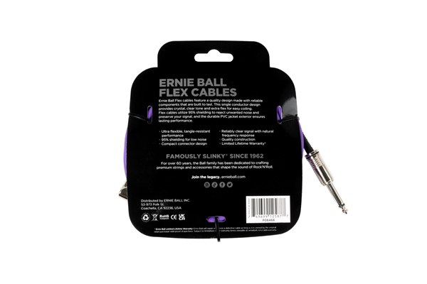 Ernie Ball - 6466 Flex Cable Straight Angle Purple 6m