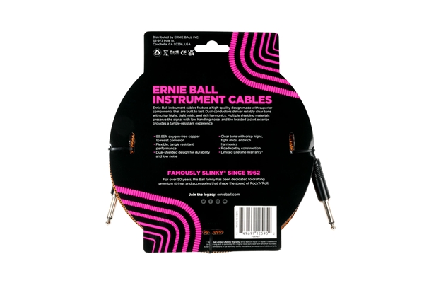 Ernie Ball - 6469 Braided Pumpkin Pie Straight-Straight 5,5m