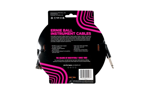 Ernie Ball - 6471 Braided Pumpkin Pie Straight-Angle 5,5m