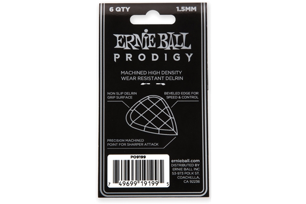Ernie Ball - 9199 Plettri Prodigy Standard Black 1,5 mm Busta 6