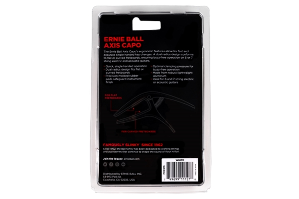 Ernie Ball - 9616 Axis Dual Radius Capo White