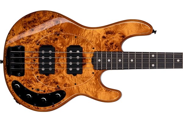 Sterling by Music Man - StingRay HH RAY34HH Poplar Burl Amber