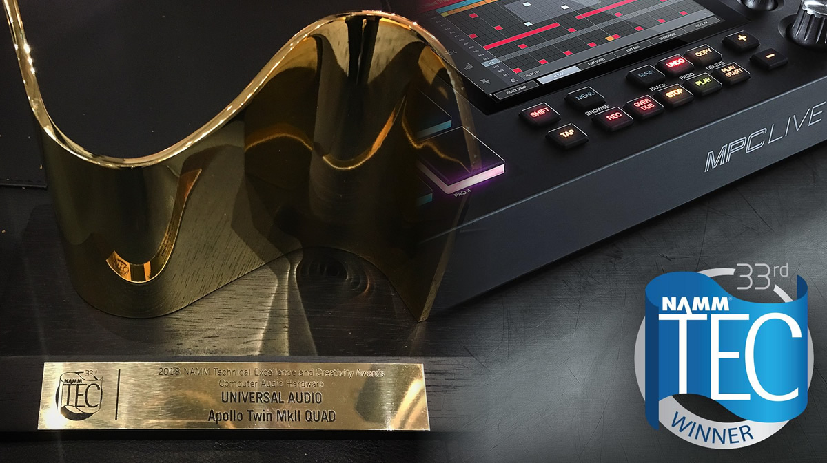 Akai Pro MPC LIVE e Universal Audio Apollo Twin MKII Quad si aggiudicano il TEC AWARD al NAMM 2018 Akai Pro MPC LIVE e Universal Audio Apollo Twin MKII Quad si aggiudicano il TEC AWARD al NAMM 2018