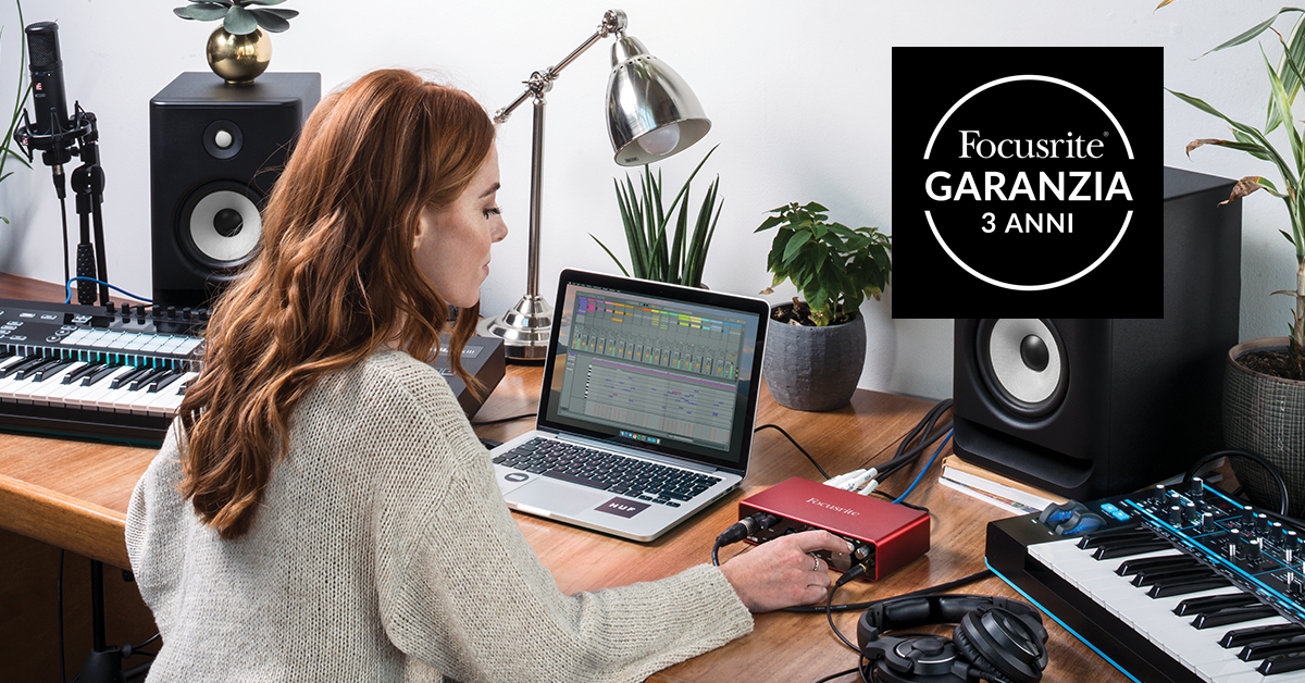 3 anni di GARANZIA su tutti i prodotti Focusrite acquistati dal 1 Gennaio 2018 in poi 3 anni di GARANZIA su tutti i prodotti Focusrite acquistati dal 1 Gennaio 2018 in poi