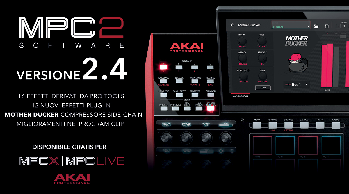 FIRMWARE UPDATE 2.4 per MPC X e MPC LIVE: 28 nuovi plug-in