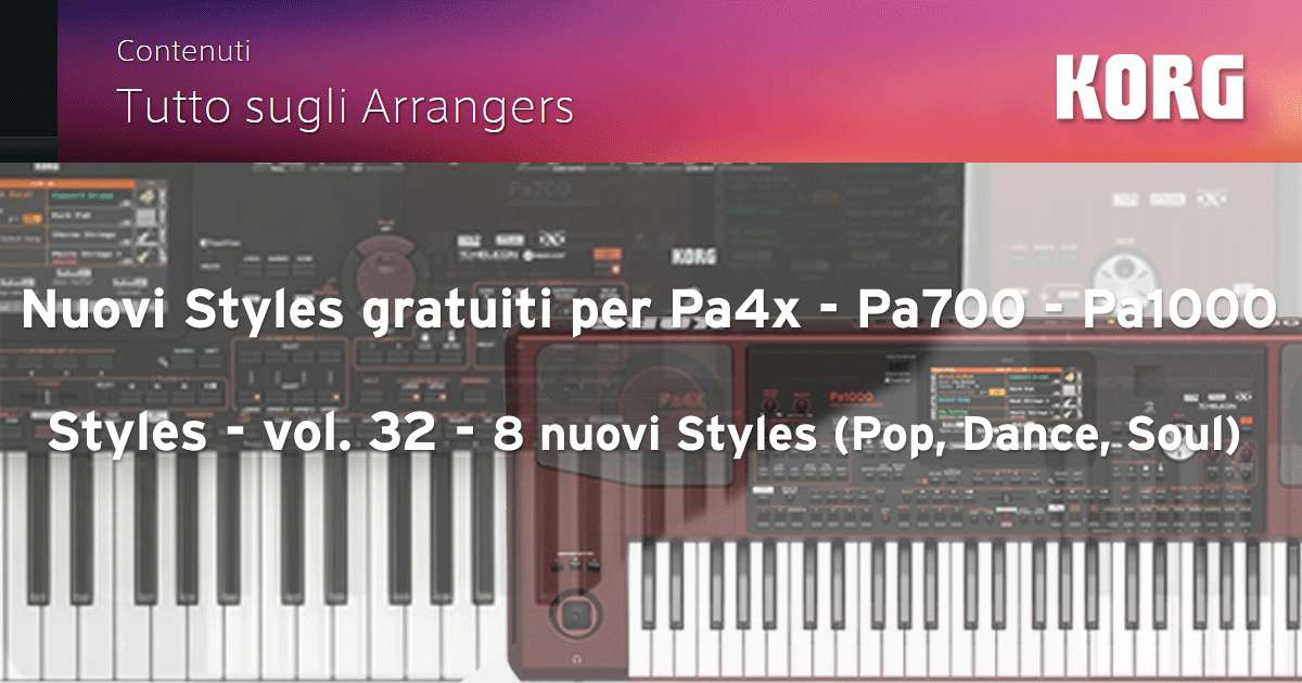 Nuove risorse musicali per KORG Pa4X - Pa1000 - Pa700 Nuove risorse musicali per KORG Pa4X - Pa1000 - Pa700