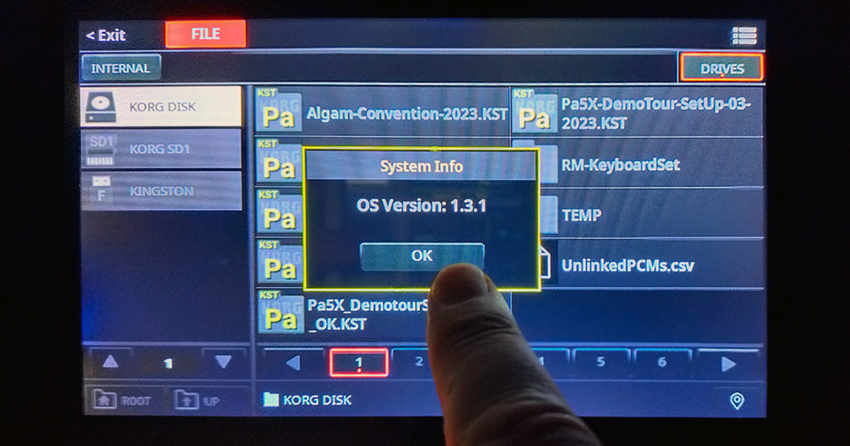 KORG pubblica il nuovo OS Upgrade 1.3.1 per l'Arranger Keyboard Pa5X
