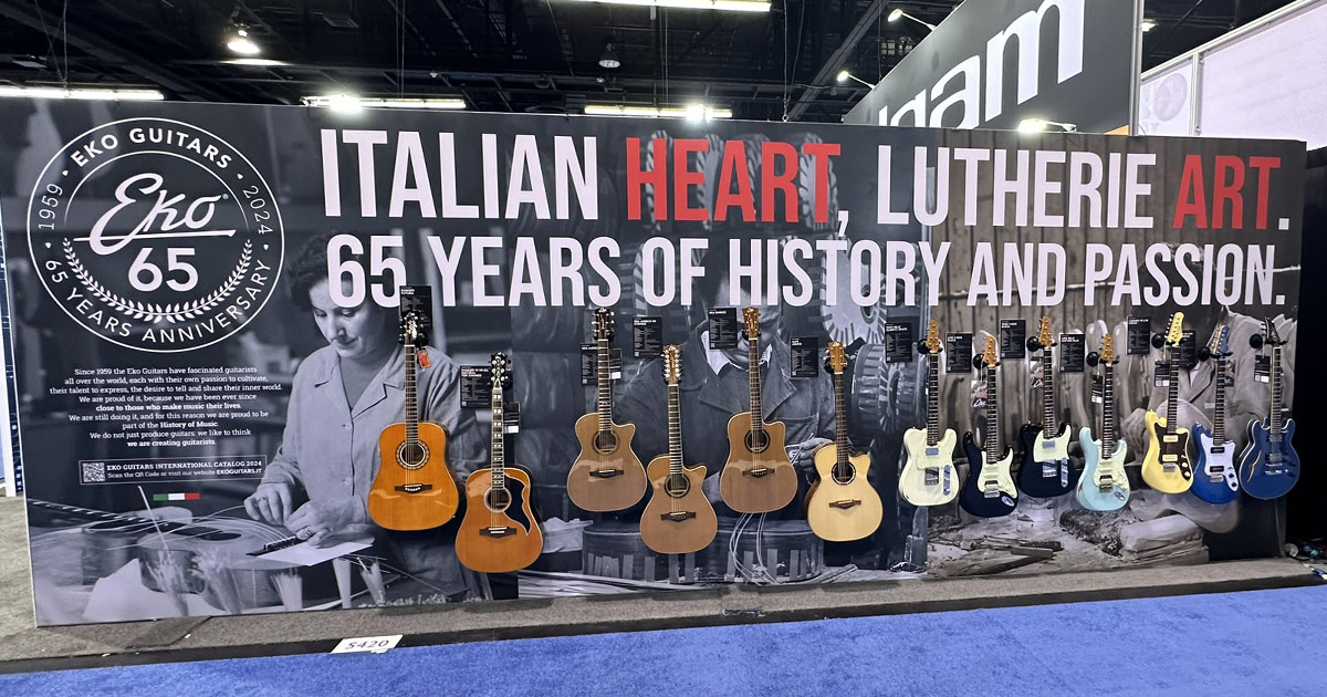 Scopri tutti i prodotti del catalogo Eko Guitars presentati al NAMM 2024 in occasione del 65° anniversario della nascita della Eko Scopri tutti i prodotti del catalogo Eko Guitars presentati al NAMM 2024 in occasione del 65° anniversario della nascita della Eko