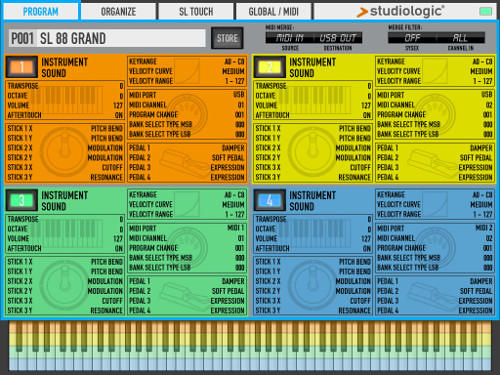La schermata principale di SL EDITOR, con la visualizzazione simultanea dei 4 Layer e dei parametri associati