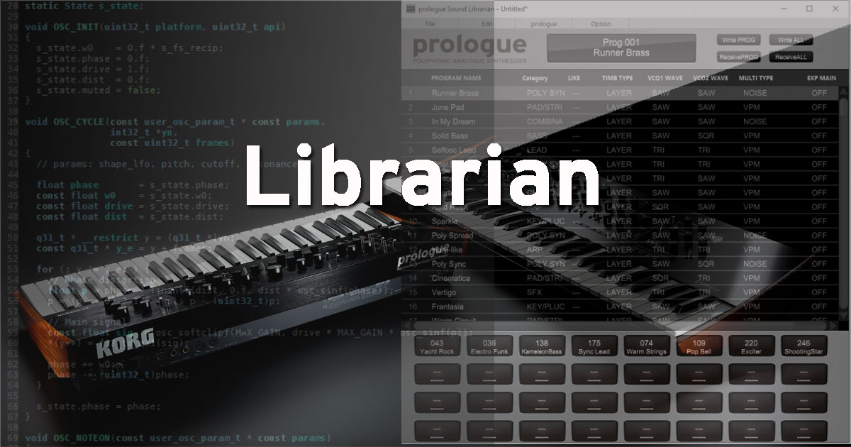 Nuovo Librarian ed aggiornamento Firmware per KORG prologue Nuovo Librarian ed aggiornamento Firmware per KORG prologue