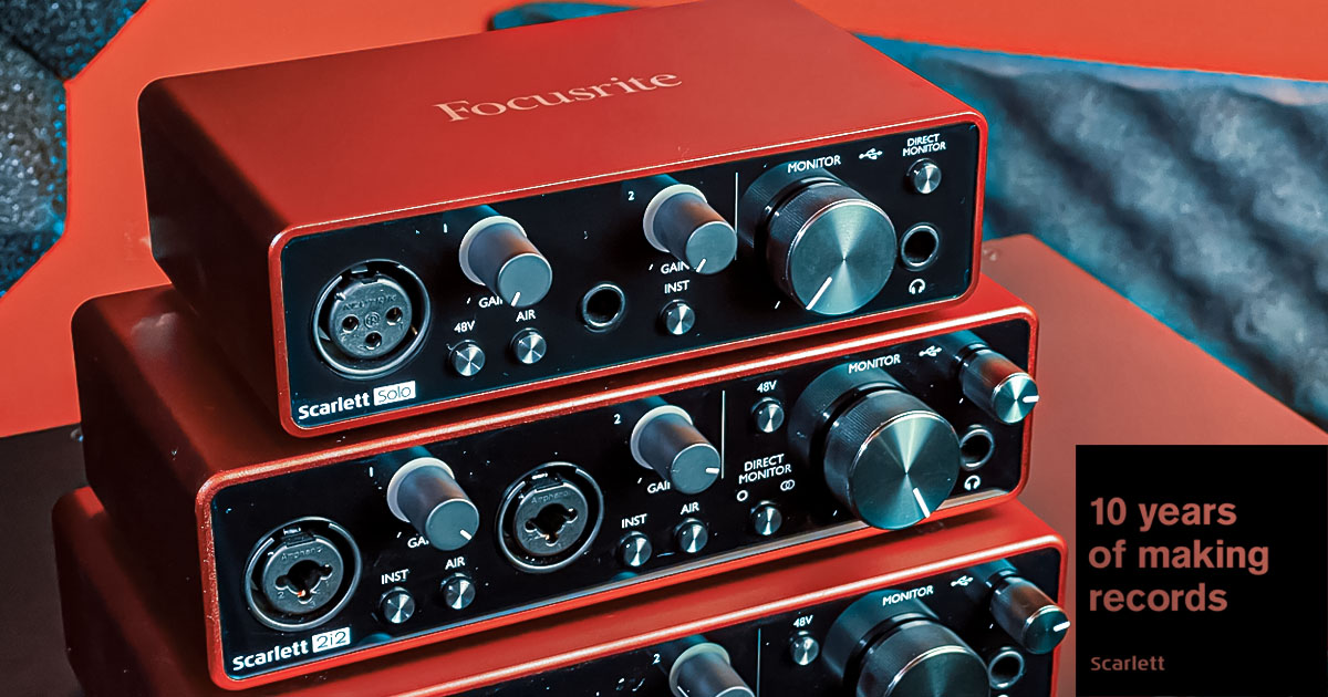La serie di interfacce audio USB Scarlett by Focusrite festeggia il decimo anniversario La serie di interfacce audio USB Scarlett by Focusrite festeggia il decimo anniversario