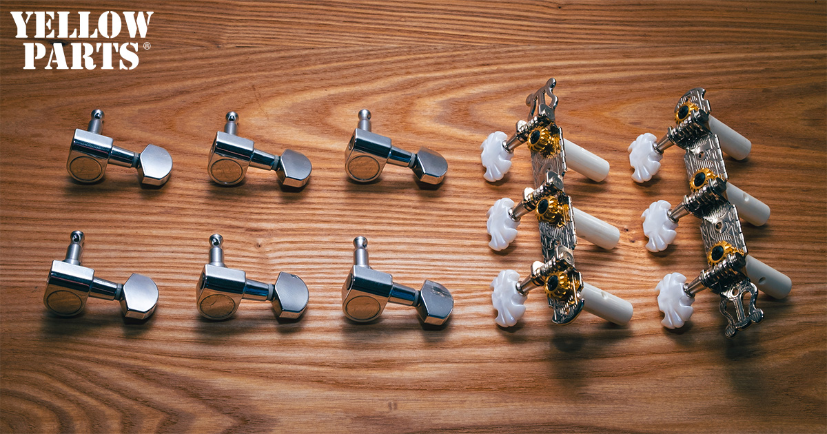 Il catalogo Yellow Parts propone una serie di meccaniche per chitarra elettrica, acustica e classica in diverse configurazioni. Il catalogo Yellow Parts propone una serie di meccaniche per chitarra elettrica, acustica e classica in diverse configurazioni.